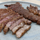 wagyu steak sliced on plate